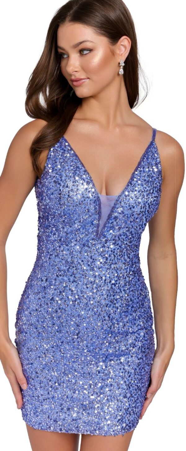 sequined dress in bright blue