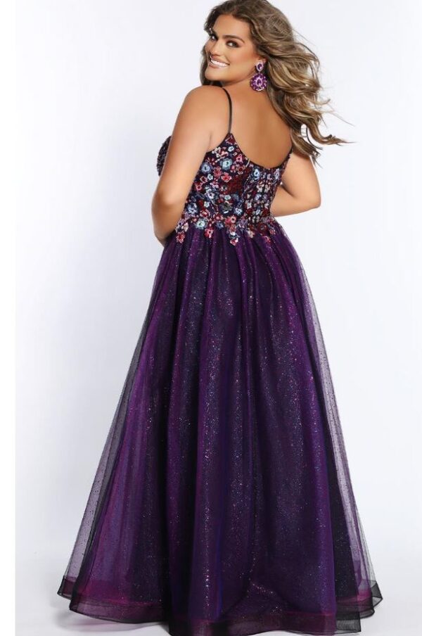 back of purple gown