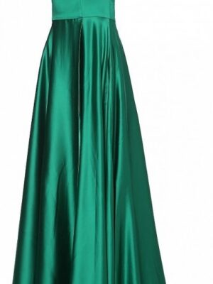emerald green one-shoulder gown