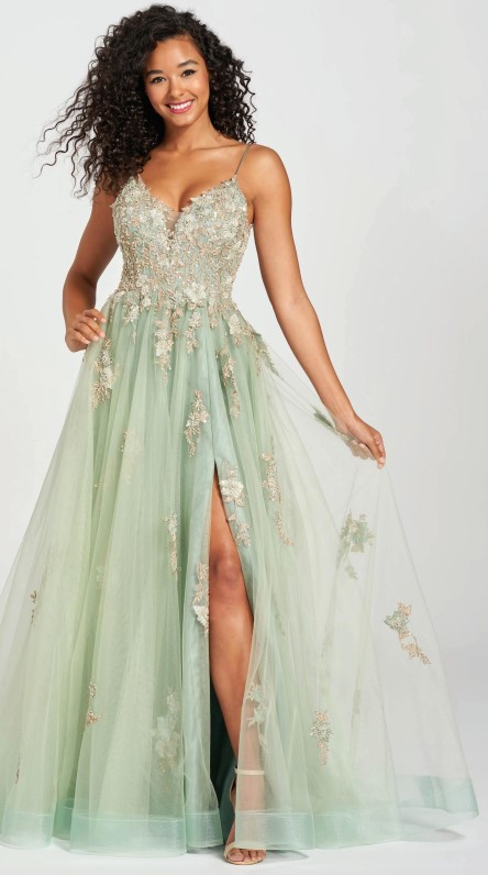 ivy green flowing gown