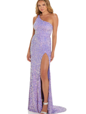lilac sequined gown