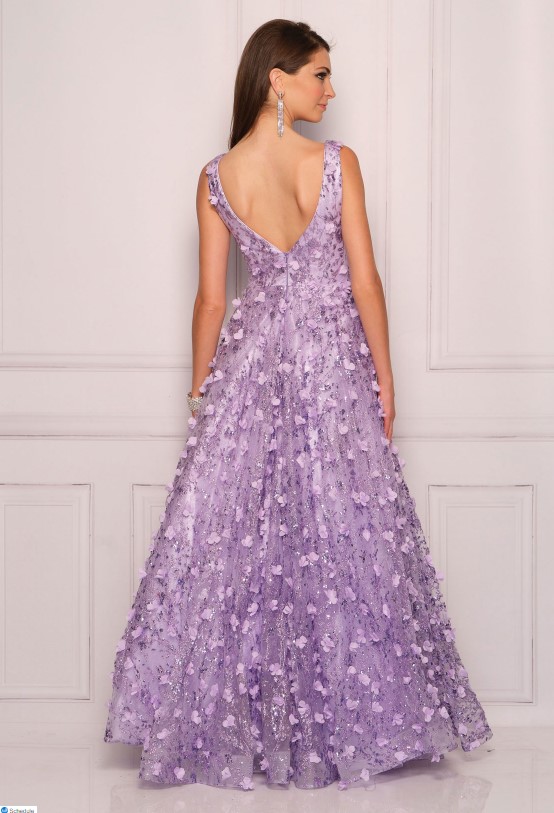 back of lavender ballgown