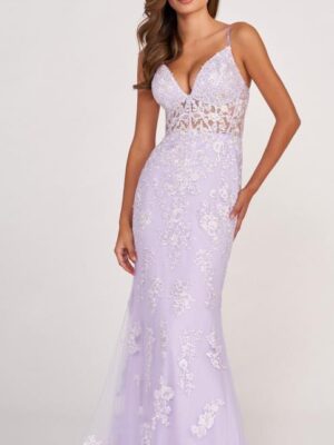 fitted lilac gown