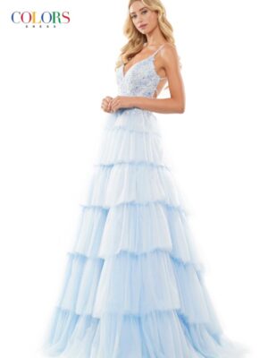 Light blue dress with ruffled tiers