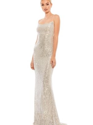 silver sequined gown