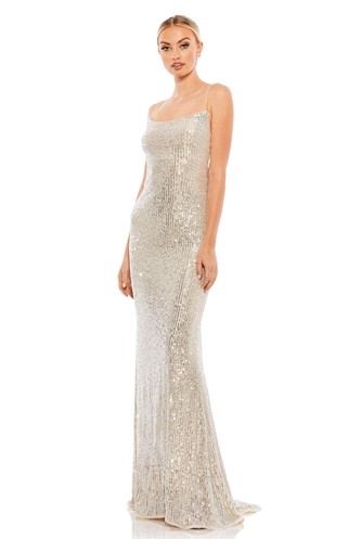silver sequined gown